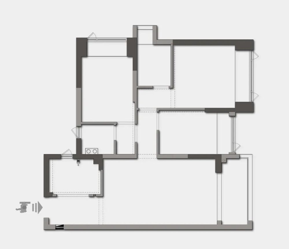 深圳深铁懿府89㎡素色新居 | 餐厨一体，阳台纳入客厅，主卧借用次卧空间