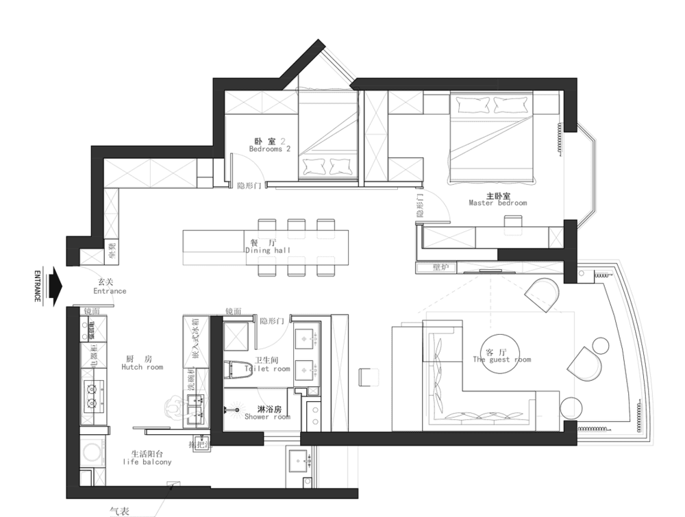 FF-DESIGN丨平层丨180°极简江景房