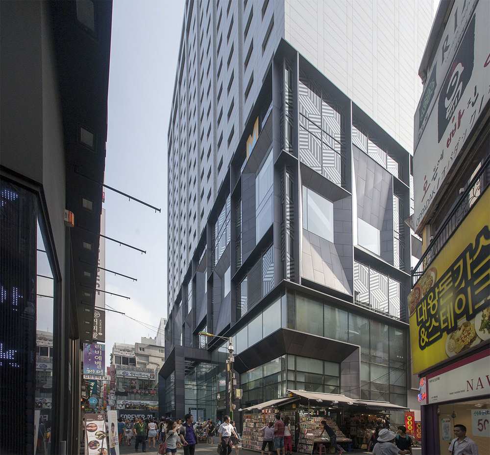韩国明洞 M Plaza 购物中心 | 动感立面与繁华商业的完美融合