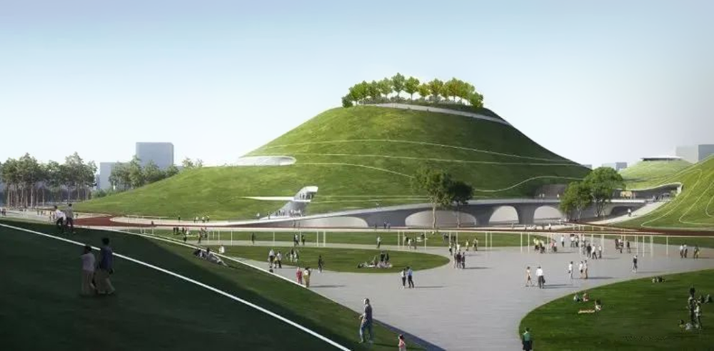 马岩松MAD设计衢州体育公园 融入自然景观的覆土建筑群