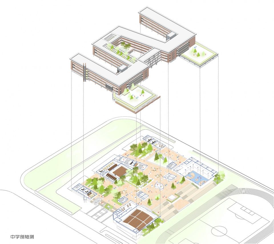 错落有致的空间设计 | 铜陵市西湖新区中学及小学