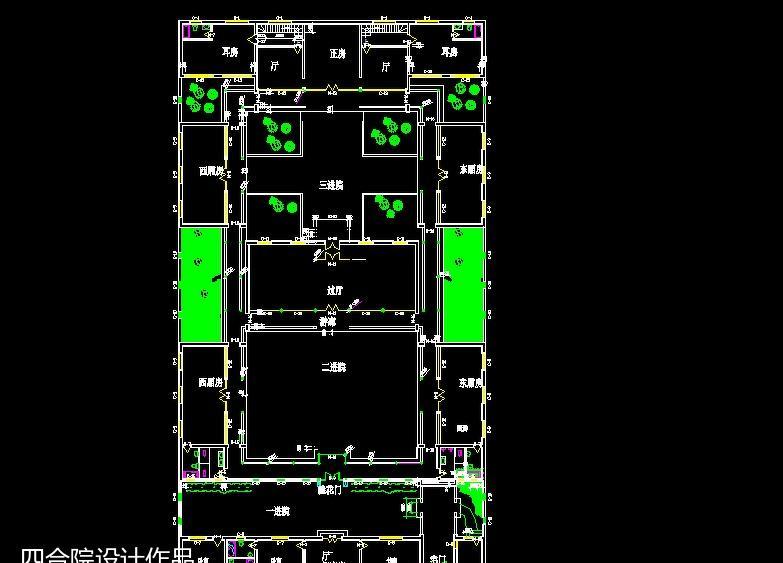 新农村主楼二层四合院厢房一层四合院自建房