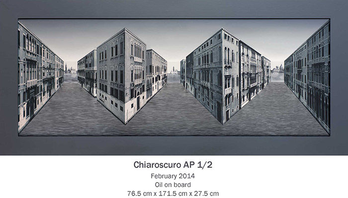 超现实主义艺术家帕特里克·休斯的“反向视角”绘画作品