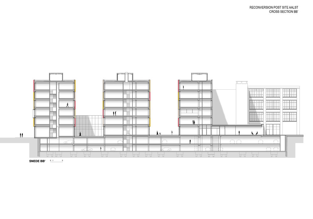 比利时 Aalst 邮局遗址改造，现代办公建筑融入历史工业遗迹