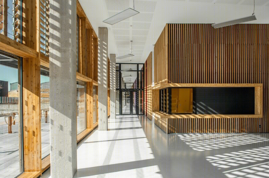 贡比涅大学技术楼 | 木格栅与双层高的室内空间