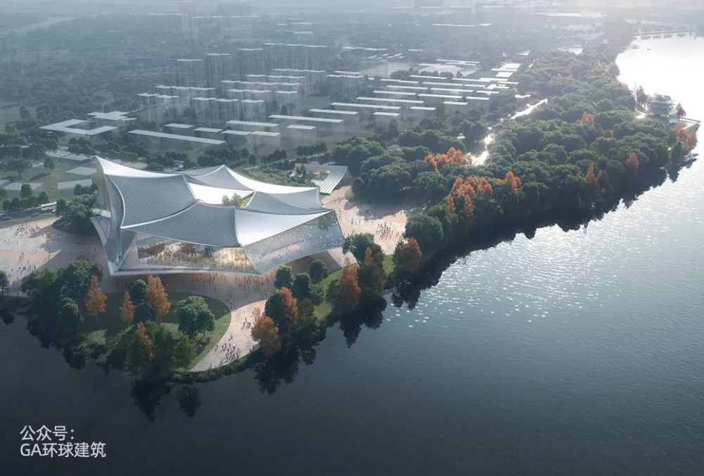 南昌图书馆新馆 | 漂浮在青山湖上的文化新地标