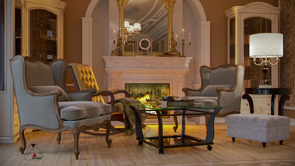 Design project of the living room in a classic style