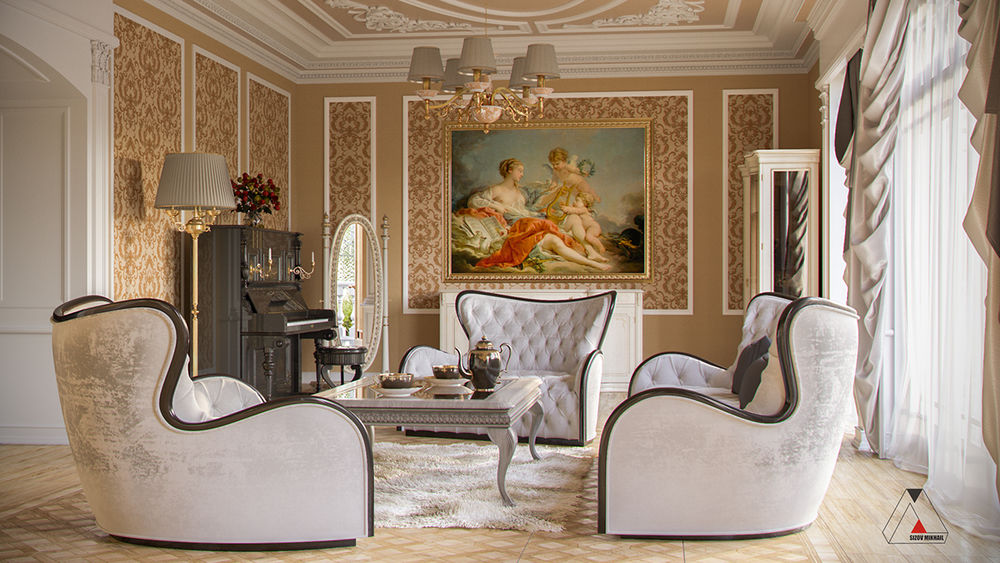 Design project of the living room in a classic style
