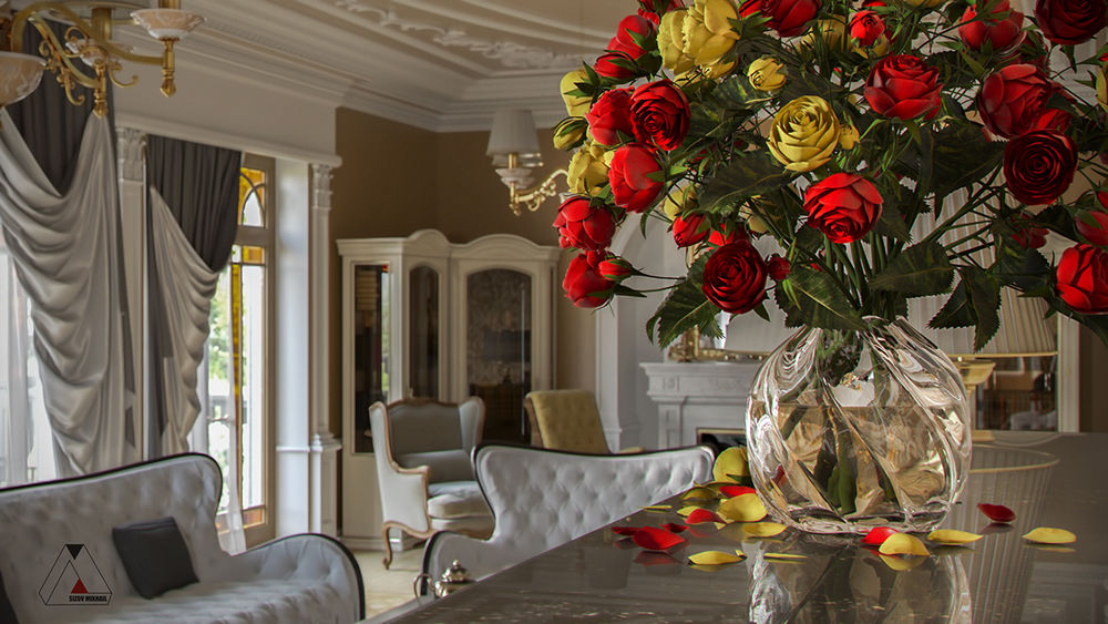 Design project of the living room in a classic style