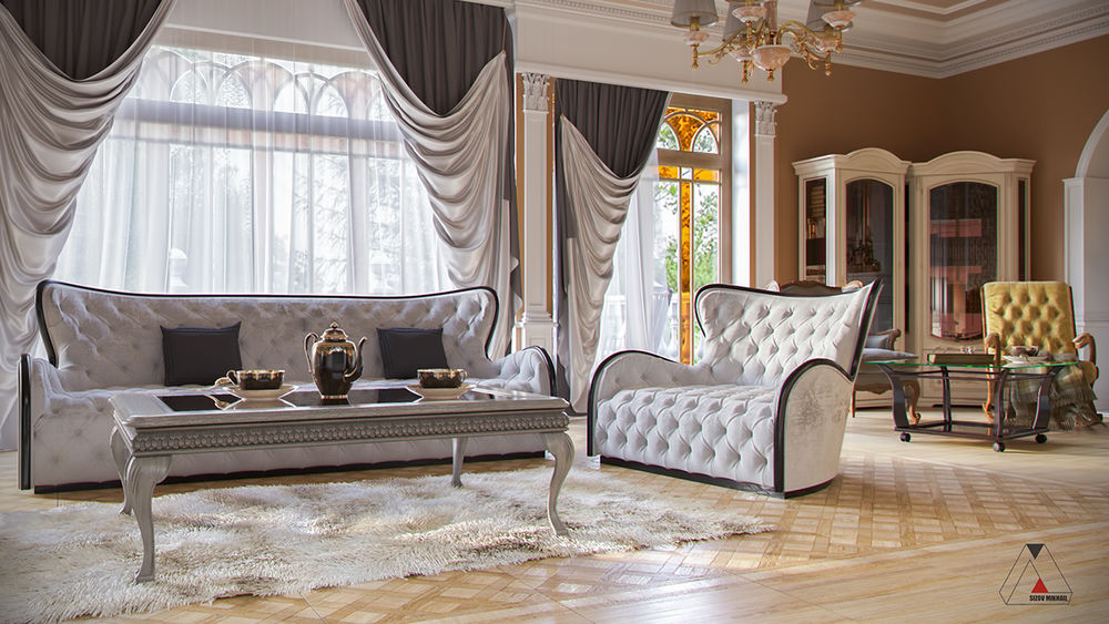 Design project of the living room in a classic style