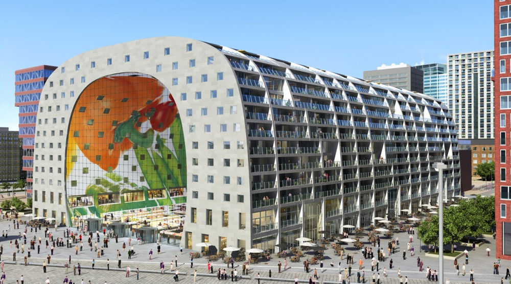 荷兰 Rotterdam 市中心的绿色环保市场大厅
