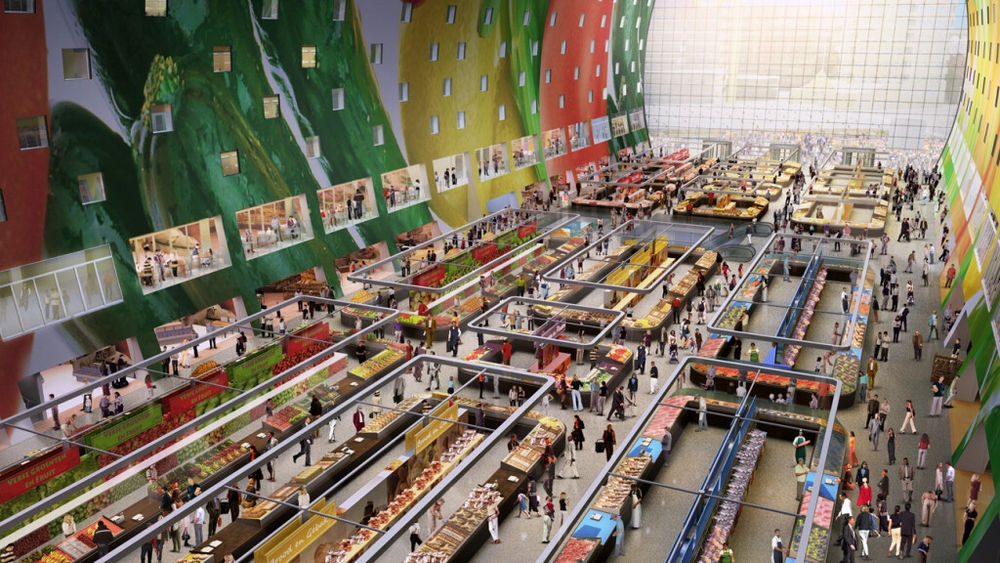 荷兰 Rotterdam 市中心的绿色环保市场大厅