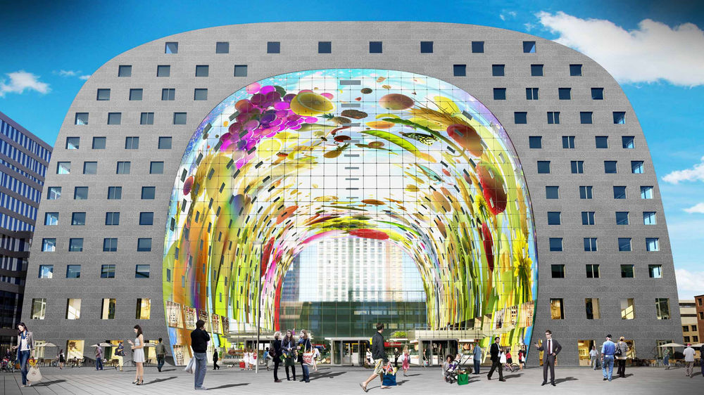 荷兰 Rotterdam 市中心的绿色环保市场大厅