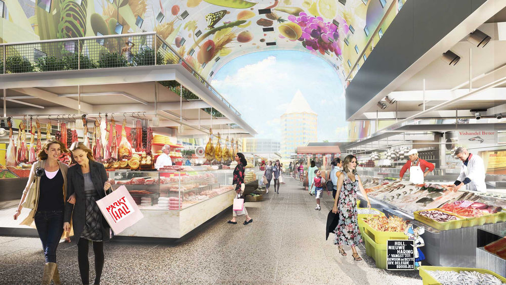 荷兰 Rotterdam 市中心的绿色环保市场大厅