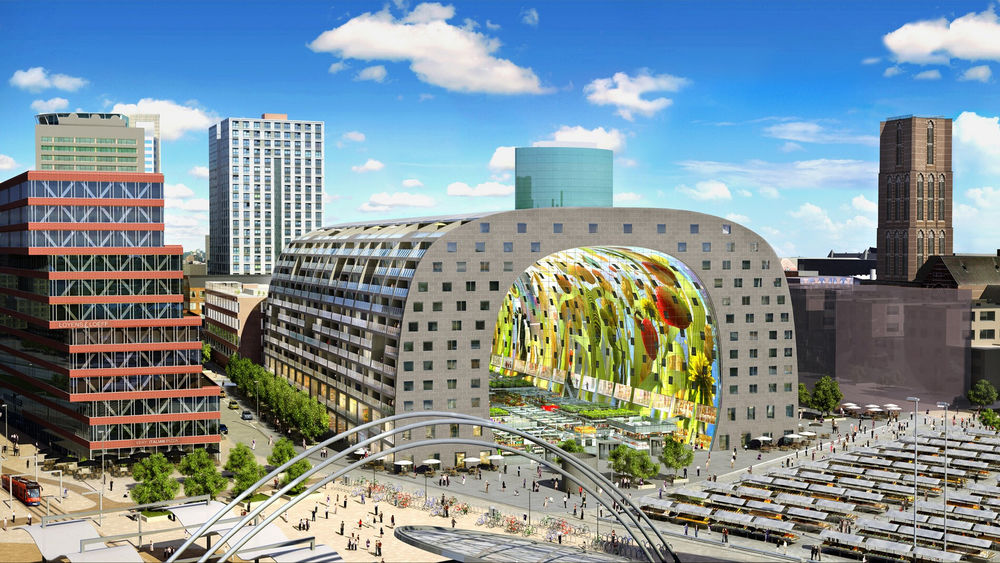 荷兰 Rotterdam 市中心的绿色环保市场大厅