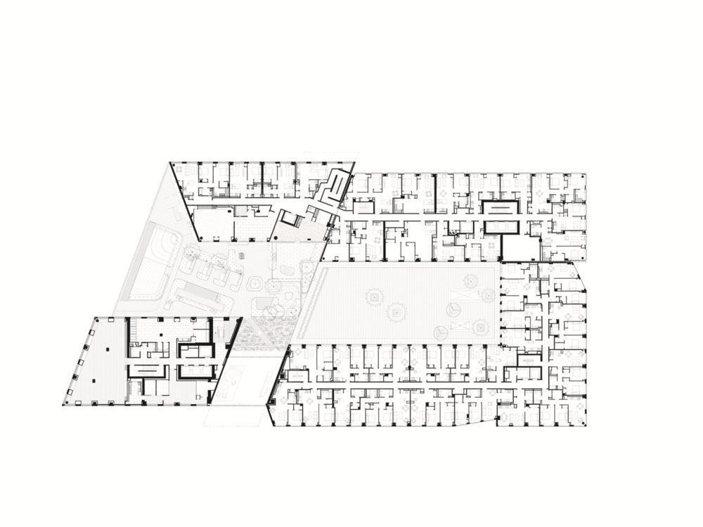 OMA 新作 | 美国 Eagle West 公寓楼，河流交汇处的几何堆叠住宅设计