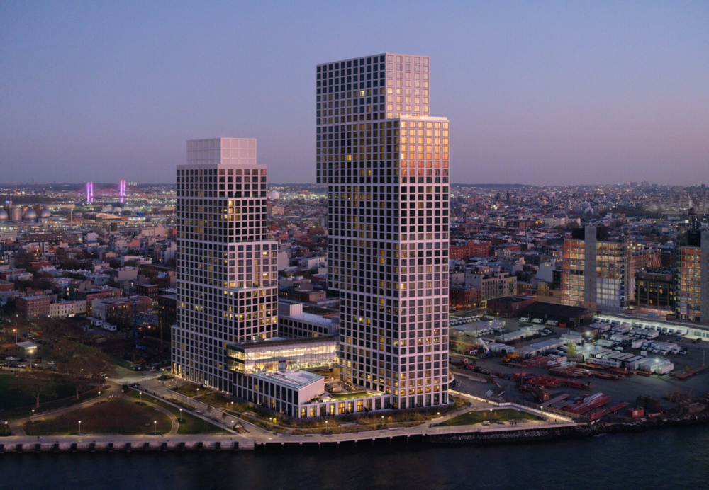 OMA 新作 | 美国 Eagle West 公寓楼，河流交汇处的几何堆叠住宅设计