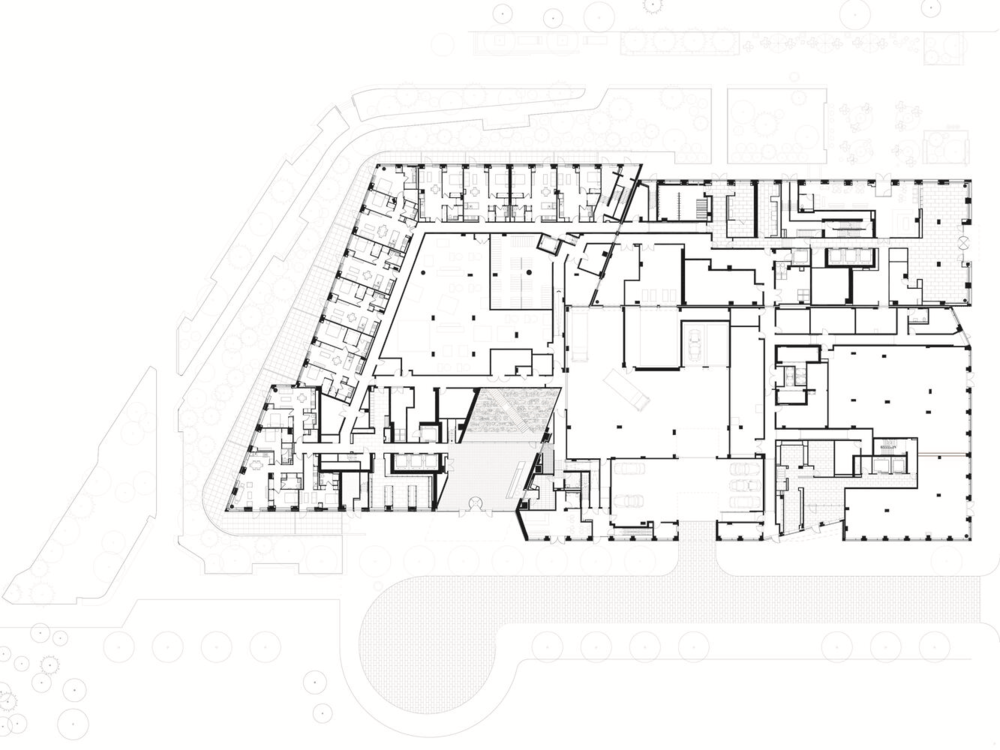 OMA 新作 | 美国 Eagle West 公寓楼，河流交汇处的几何堆叠住宅设计