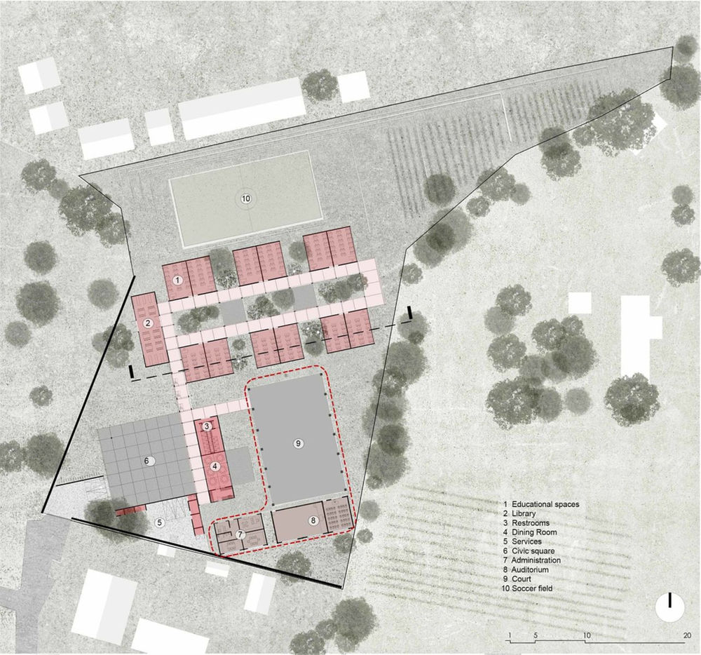灾后重建的农村小学，模块化设计与自然共生