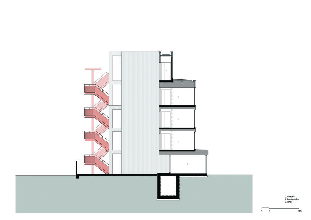 重塑商业街区 | 红色混凝土核心赋予建筑新生命