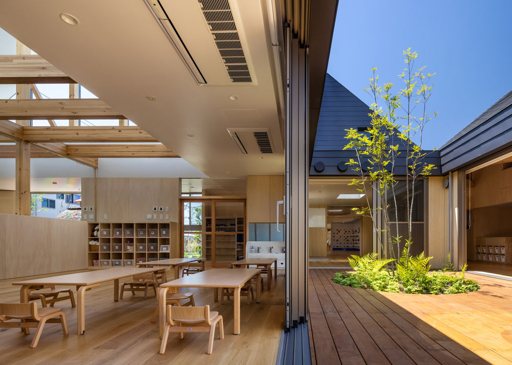 东京 Musashimurayama 市 Himawari 幼儿园——木质温馨、促进互动的幼儿空间