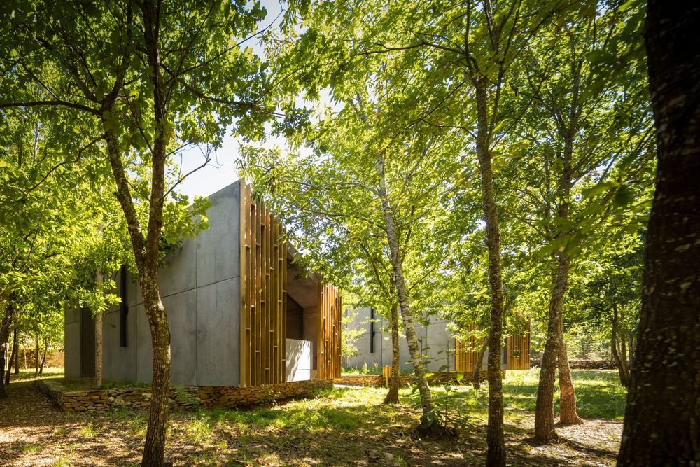 葡萄牙 Alvarenga 森林中的模块化小屋群