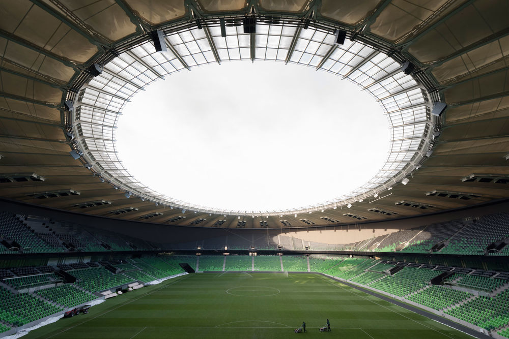 俄罗斯 Krasnodar Stadium，几何形状与自然材质的完美结合