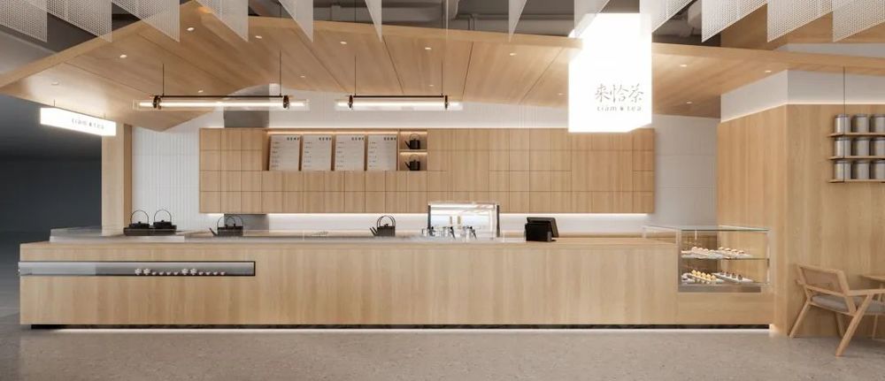 《来恰茶》新中式茶饮店，解构坡屋顶视觉符号