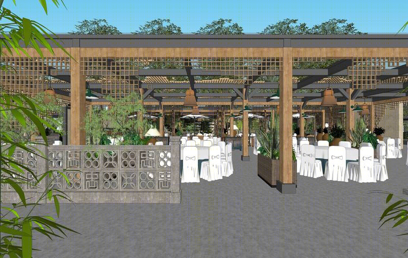 红星饭店户外就餐区景观设计