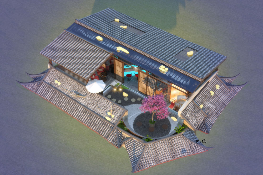 庭院古建别墅鸟瞰——境之幽幽，静之悠悠，与大自然的对话