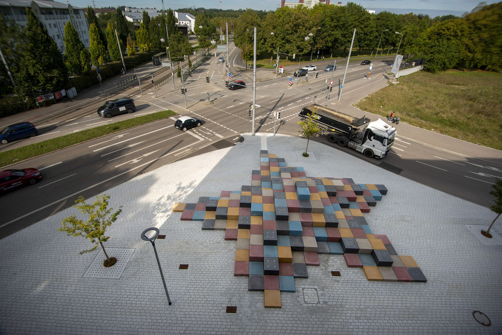 德国 Augsburg 城市星装置 | 彩色混凝土块打造独特城市景观