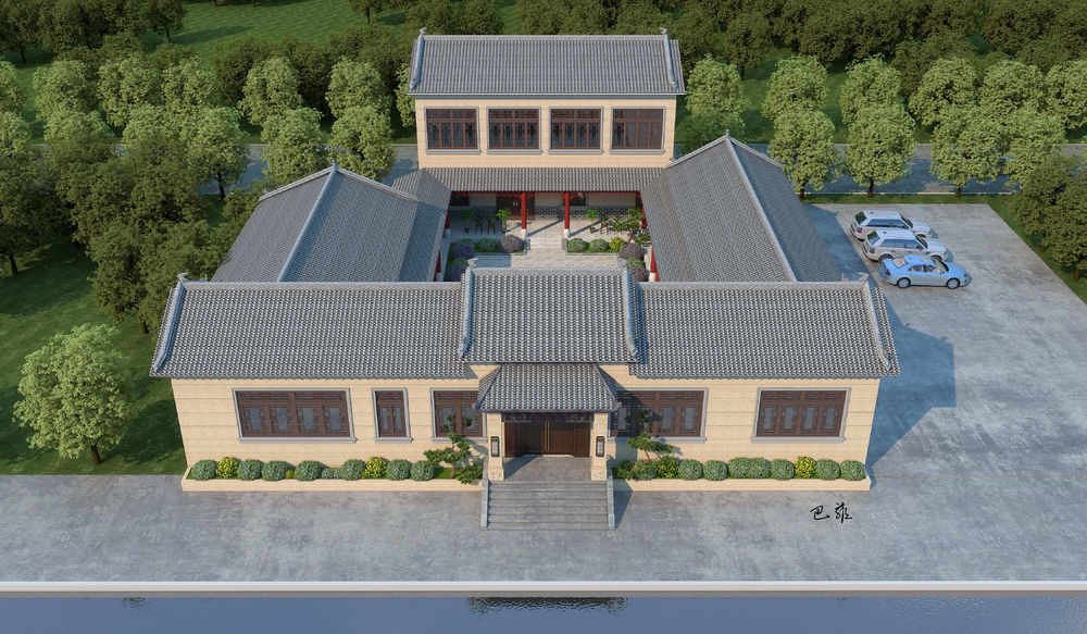 庭院古建别墅鸟瞰——境之幽幽，静之悠悠，与大自然的对话