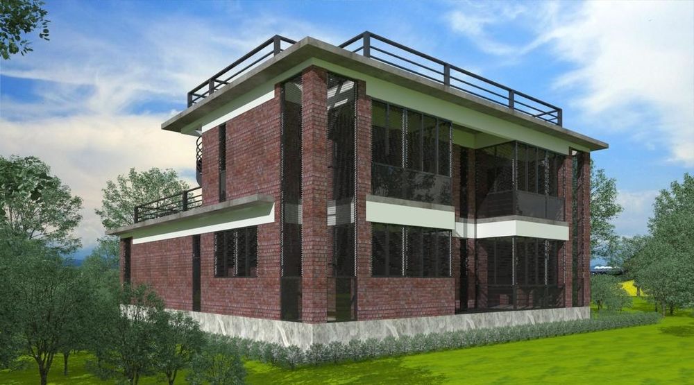红砖自建别墅，双层红砖夹层保温棉设计