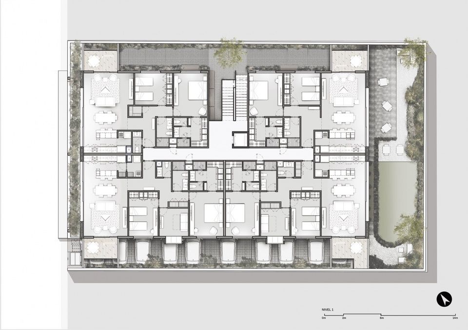 墨西哥 Hacienda Santa Bárbara 107 公寓，绿色生态阳台打造舒适生活空间