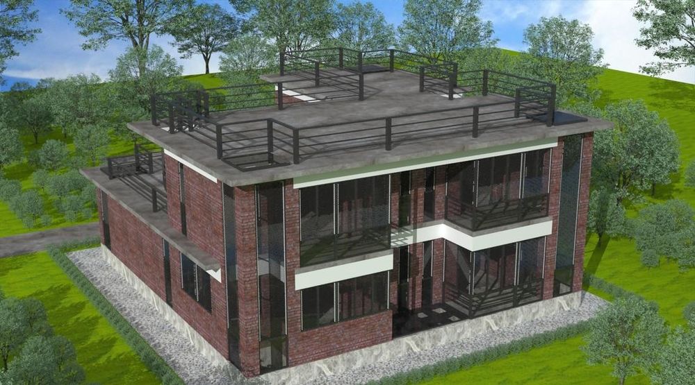 红砖自建别墅，双层红砖夹层保温棉设计