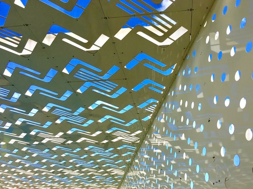 margaritas perforated swimming pool roof FUSTER   Architects