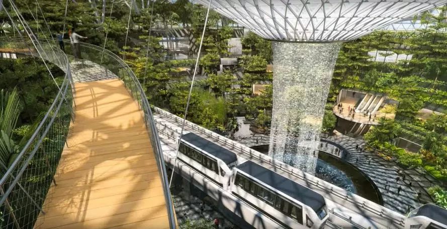 新加坡星耀樟宜机场 | 室内瀑布与森林谷的奢华设计