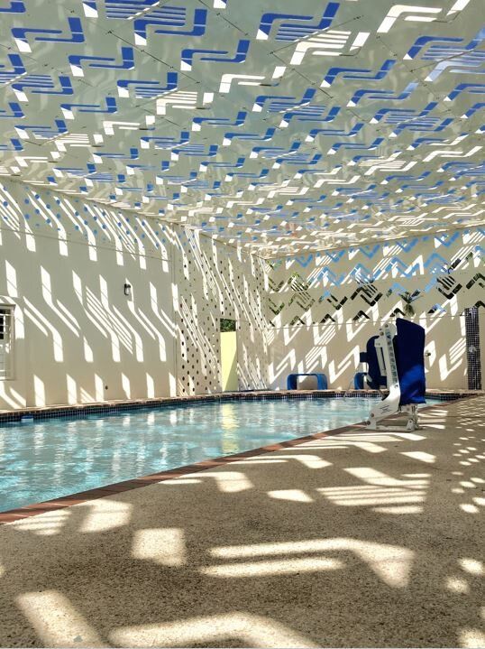 margaritas perforated swimming pool roof FUSTER   Architects