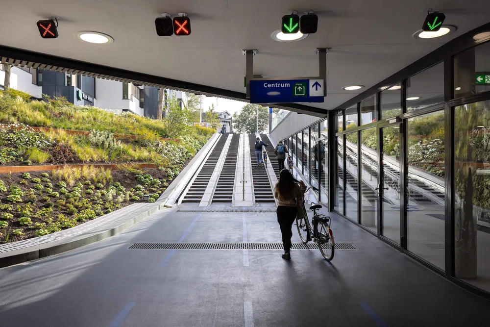 Bicycle shed  and station square