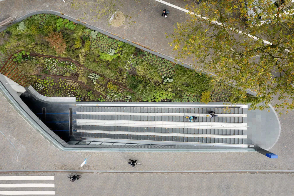 Bicycle shed  and station square