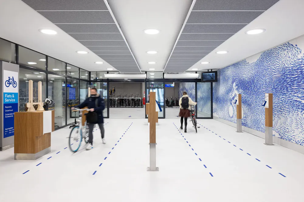 Bicycle shed  and station square