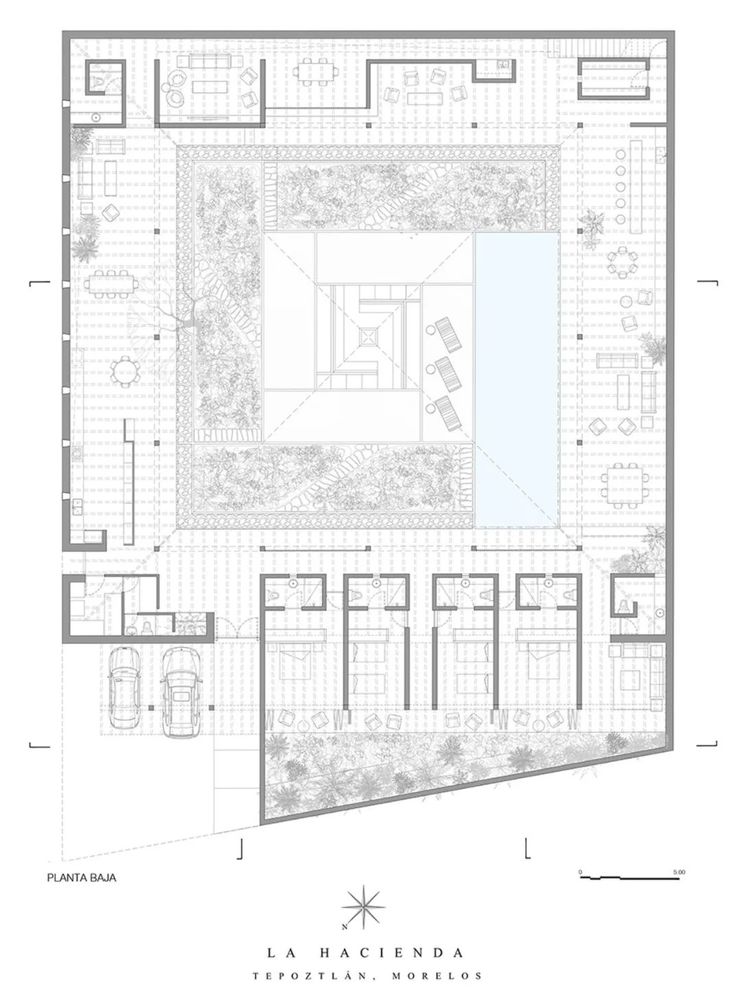 墨西哥火山石与松木建花园式住宅，环保与美学的完美结合