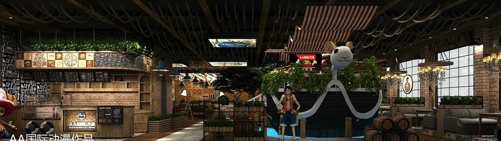 AA 国际动漫海贼王主题店，动漫西餐厅展示作品集