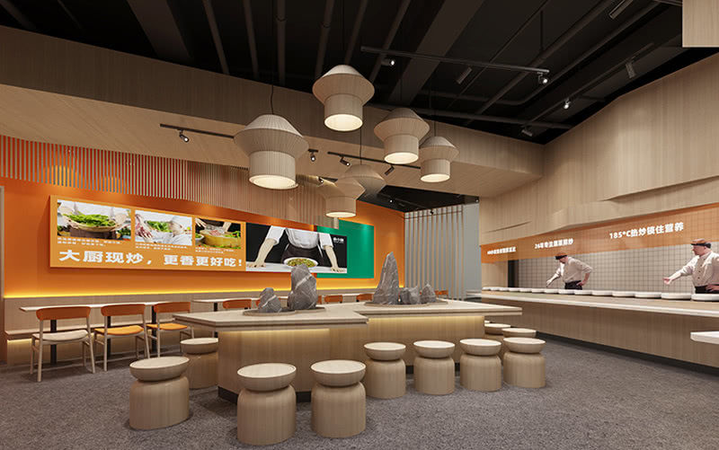 南小碗湖南鲜炒简餐空间设计 | 现炒锅气、新鲜食材的呈现