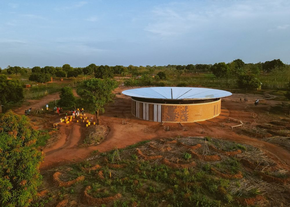 Earth bricks shape Bidi Bidi Performing Arts Centre for refugees in Uganda