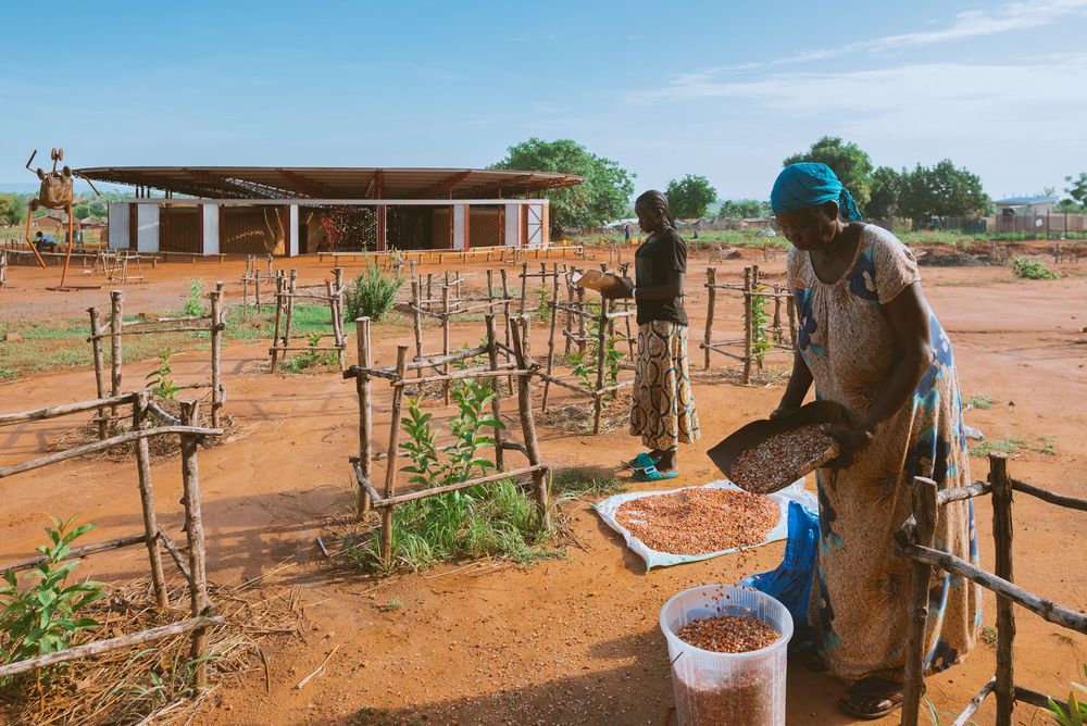 Earth bricks shape Bidi Bidi Performing Arts Centre for refugees in Uganda