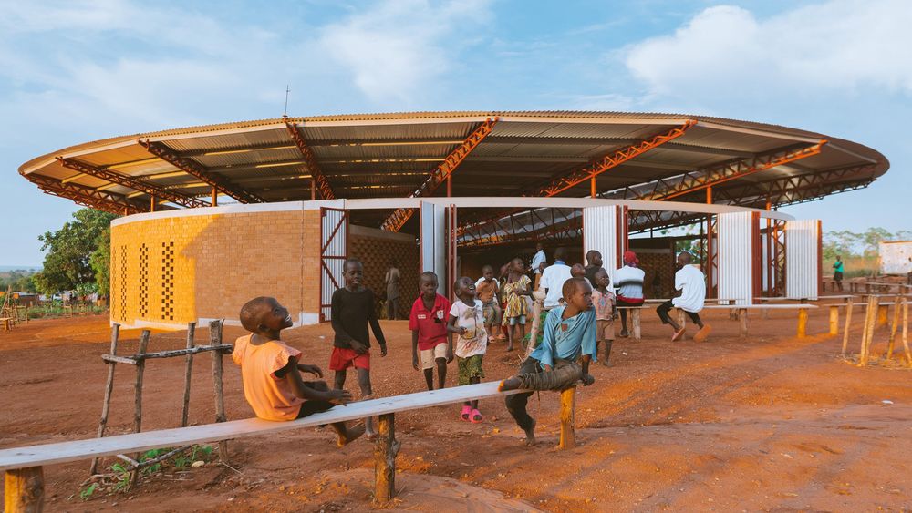 Earth bricks shape Bidi Bidi Performing Arts Centre for refugees in Uganda