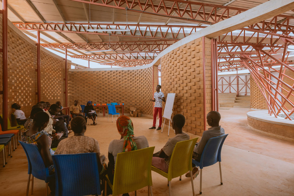 Earth bricks shape Bidi Bidi Performing Arts Centre for refugees in Uganda