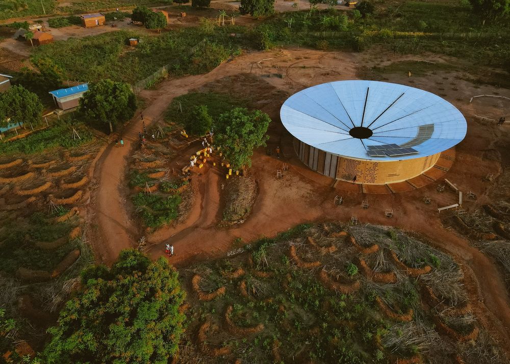 Earth bricks shape Bidi Bidi Performing Arts Centre for refugees in Uganda