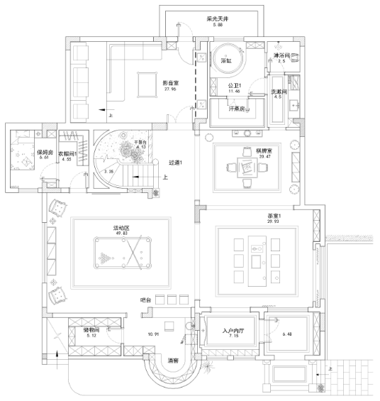 北麓官邸 | 古典美式，挑空客厅，空间与色彩层次感突出